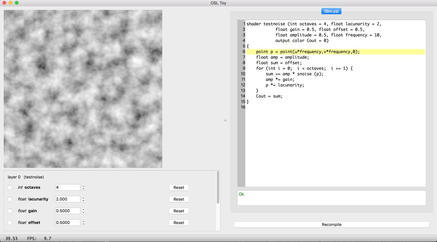 osltoy running an fBm shader